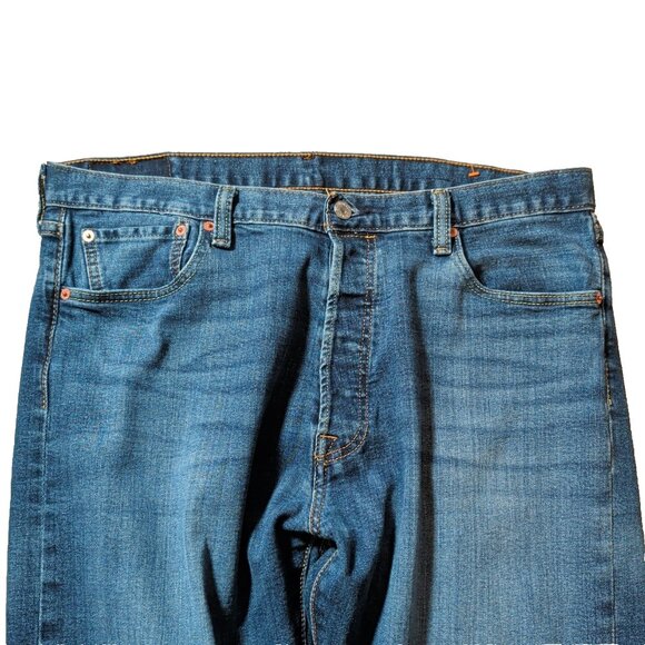 Levis 501 Mens Blue Dark Wash Straight Leg Fit Button Fly Modern Jeans 36X28 - Picture 4 of 14